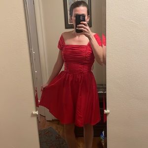 Beautiful vintage, off the shoulder silk dress